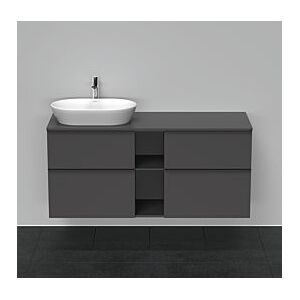 Duravit D-Neo Waschtisch-Unterschrank DE4970L4949 140 x 55 cm, Graphit Matt, wandhängend, 4 Schubkästen, 1 Konsolenplatte, Becken links