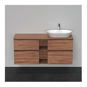 Duravit D-Neo Waschtisch-Unterschrank DE4970R7979 140 x 55 cm, Nussbaum Natur, wandhängend, 4 Schubkästen, 1 Konsolenplatte, Becken rechts