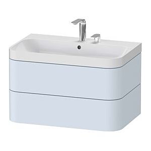 Duravit Happy D.2 Plus Möbelwaschtisch HP4347E9797 77,5 x 49 cm, 2 Hahnlöcher, lichtblau seidenmatt, 2 Schubkästen