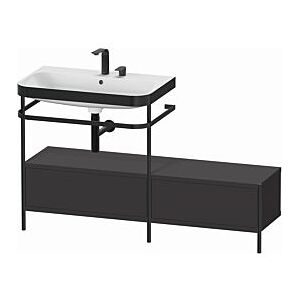 Duravit Happy D.2 Plus Möbelwaschtisch-Kombination HP4762E8080 140x49cm, mit Metallkonsole, 2 Hahnlöcher, graphit supermatt