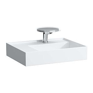 LAUFEN Kartell Waschtisch 8103354001581, 60x46cm, weiß LCC, Ablage links, 3 Hahnl., Saphirkeramik