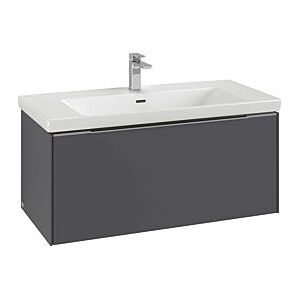 Villeroy und Boch Subway 3.0 Waschtisch-Unterschrank C569L0VR 97,3x42,9x47,8cm, mit LED/Griff Aluminium glänzend, graphite