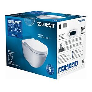 Duravit Starck 3 Wand-WC Set 42250900A1 weiss, mit WC-Sitz