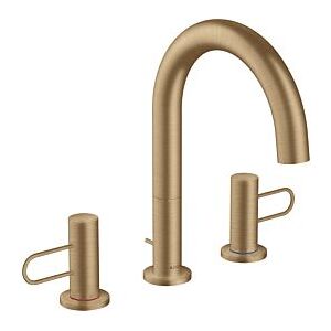 Hansgrohe Axor Uno 3-Loch-Waschtischarmatur 38054140 Ausladung 173mm, mit Bügelgriffen, Zugstangen-Ablaufgarnitur, brushed bronze