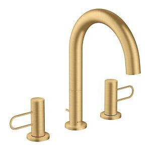 Hansgrohe Axor Uno 3-Loch-Waschtischarmatur 38054250 Ausladung 173mm, mit Bügelgriffen, Zugstangen-Ablaufgarnitur, brushed gold optic