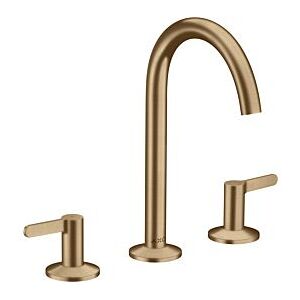 Hansgrohe Axor One 3-Loch-Waschtisch-Armatur 48050140 Ausladung 140mm, mit Push-Open-Ablaufgarnitur, brushed bronze