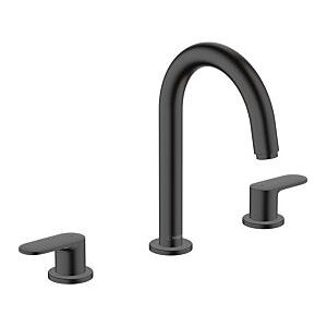 Hansgrohe Vernis Blend 3-Loch-Waschtisch-Armatur 71553670 mit Zugstangen-Ablaufgarnitur, mattschwarz