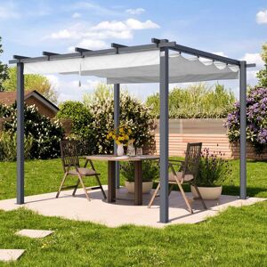 PRIMEYARD 3x3m Pergola in Anthrazit; mit Sonnensegel in Stone - (400100)