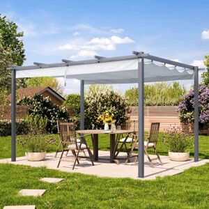 PRIMEYARD 3x4m Pergola in Anthrazit; mit Sonnensegel in Stone - (400102)