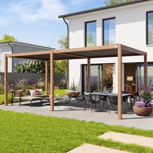 PRIMEYARD 3x6m Pergola in Holzoptik; mit Lamellendach in Anthrazit - (400112)