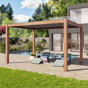 PRIMEYARD 3x4m Pergola in Holzoptik; mit Lamellendach in Anthrazit - (400118)