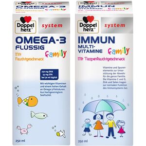 Doppelherz® system Omega-3 flüssig family + Immun Multivitamine 1 St Set