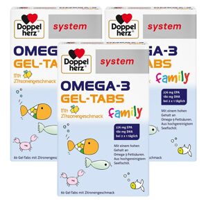 3x Doppelherz Omega-3 Gel-Tabs family system 3x60 St Kautabletten