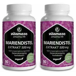 vitamaze Mariendistel 500 mg Extrakt hochdosiert vegan Doppepack 2x90 St Kapseln