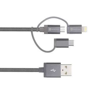 SKROSS 3IN1 CABLE 1,2M (MICRO USB / USB-C / LIGHNING) Gr.1,2 m - Ladekabel - grau