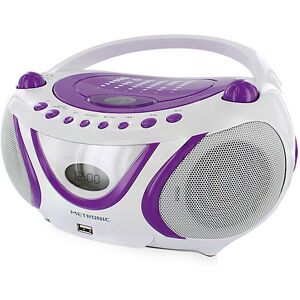 METRONIC CD-Player Boombox mit Radio/MP3/USB, lila/weiß