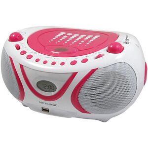 METRONIC """CD-Player Boombox mit USB/MP3/Radio """"Pop Pink"""""" rosa/weiß"