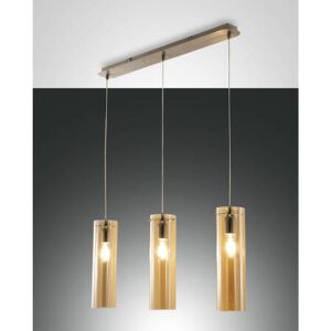 Fabas Luce Moderne Retro Pendelleuchte SINTESI 3-flammig E27 amber mit hochwertigem...