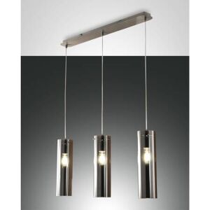 Fabas Luce Moderne Retro Pendelleuchte SINTESI 3-flammig E27 fumè mit hochwertigem...