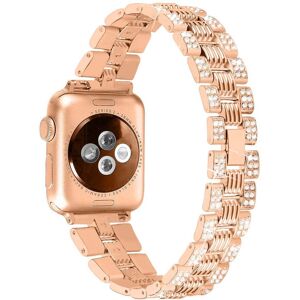 MOBILCOVERS.DK Apple Watch (42/44/SE/45/46/49mm) Metal Rem m. Rhinsten - Rose Gold