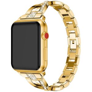 MOBILCOVERS.DK Apple Watch (38/40/SE/41/42mm) Formet Stål Rem m. Rhinsten - Guld