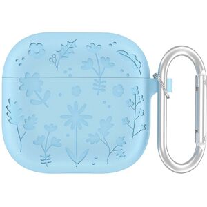 MOBILCOVERS.DK Apple AirPods (4. gen.) Silikone Cover m. Karabinhage og Blomsterdesign - Blå