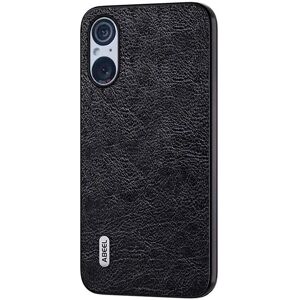 MOBILCOVERS.DK Sony Xperia 5 V Litchi Læderbelagt Plastik Cover - Sort