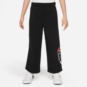 Nike Floral Fleece-bukser med brede ben til mindre børn - sort sort 6