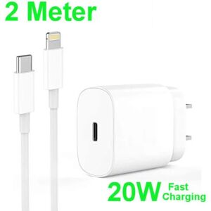 I Charger iPhone 20W USB-C hurtigoplader OG 2 meter USB-C Lightning-kabel White