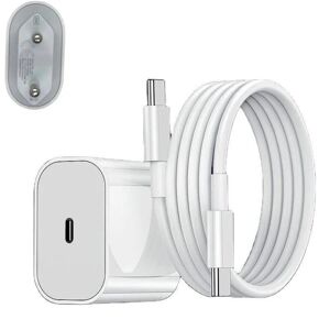 ShineX Oplader til iPhone 15 + 1M kabel Hurtigoplader USB-C til USB-C White 2 Meter