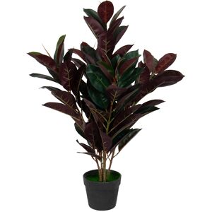 Home-tex Kunstig gummi plante 80 cm høj - Ficus elastica med rødlige blade