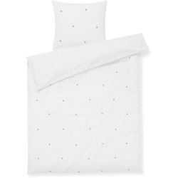 JUNA sengetøj - 100% økologisk bomuld - Daisy baby sengetøj 70x100 cm - Hvid med broderede blomster