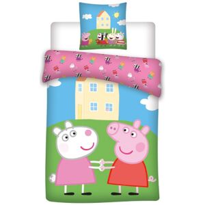 Licens Gurli Gris Sengetøj - 140x200 cm - Gurli Gris og Frida Får sengesæt - 2 i 1 design - 100% bomuld