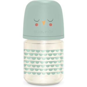 Suavinéx Bonhomia Premium Baby Bottle in Glass with Silicone Teat 120mL Green S