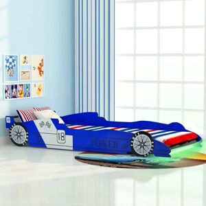 vidaXL LED racerbilseng til børn 90 x 200 cm blå