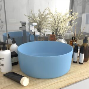 vidaXL luksuriøs håndvask 40x15 cm rund keramik mat lyseblå