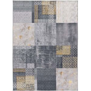 Unitrama Alfombra plegable con diseño patchwork en gris, 140X200 cm