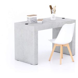 Mobili Fiver Mesa de comedor Evolution 120x60, Cemento Gris con dos patas y cargador inalámbrico