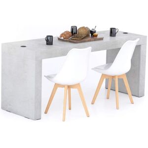 Mobili Fiver Mesa de comedor Evolution 180x60, Cemento Gris con dos patas y cargador inalámbrico