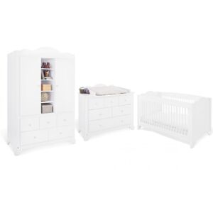 Pinolino Conjunto de dormitorio de bebé hecho de madera color blanco y acabado acristalado Pino Pinolino