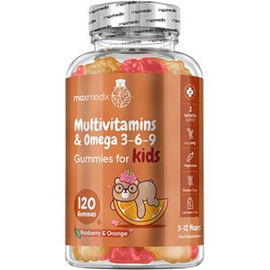 Maxmedix Multivitaminas y omega 3-6-9 para niños, 120 ositos de goma