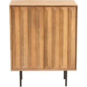 Miliboo Aparador de madera maciza de mango con grabados y metal negro, 2 puertas 70 cm AGRA