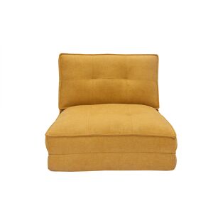 Miliboo Sillón cama de 1 plaza de tejido efecto aterciopelado amarillo mostaza SALLY