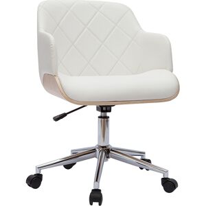 Miliboo Sillón de oficina moderno blanco y madera clara SANDRO