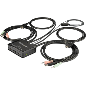 STARTECH.COM ST SV211HDUA4K - Conmutador KVM de 2 puertos, HDMI, USB, audio
