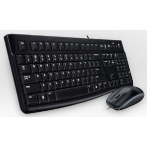 Logitech Desktop MK120, UK, Alámbrico, USB, QWERTY, Negro, Ratón incluido