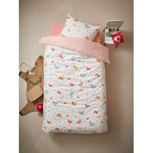 VERTBAUDET Conjunto de funda nórdica + funda de almohada infantil Mariposas, Basics rosa medio estampado