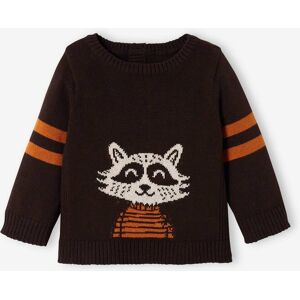 VERTBAUDET Jersey de punto tricot, con mapache, para bebé marron oscuro liso con motivos