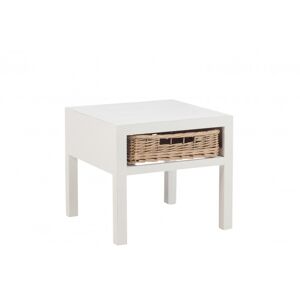 Meubles & Design Table de chevet bohème en bois avec tiroir Blanc 50x45x50cm