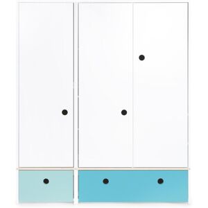 Wookids Armoire 3 portes façades tiroirs bleu ciel-bleu paradis Bleu 152x180x60cm